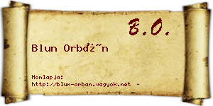 Blun Orbán névjegykártya